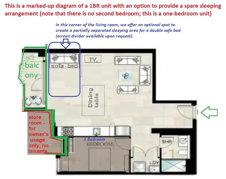 Image 5 of Amazing 1 Bedroom Apt with large living & option for extra sleeping space Plus Gym Spa Pool Sauna and BBQ in Garden